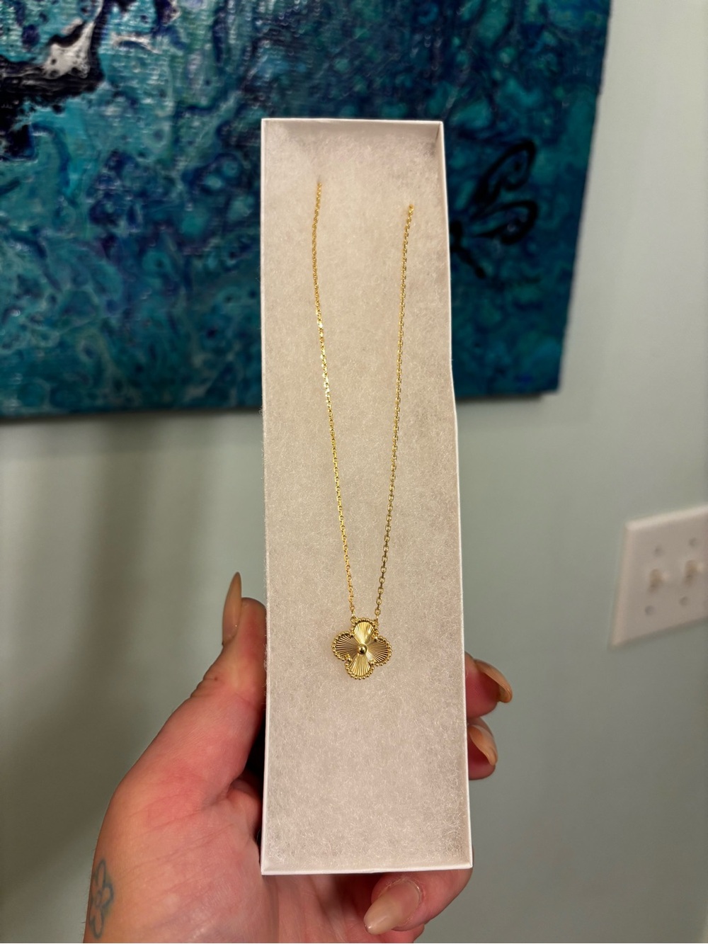 NEW Gold Tone Stainless Steel Clover Necklace